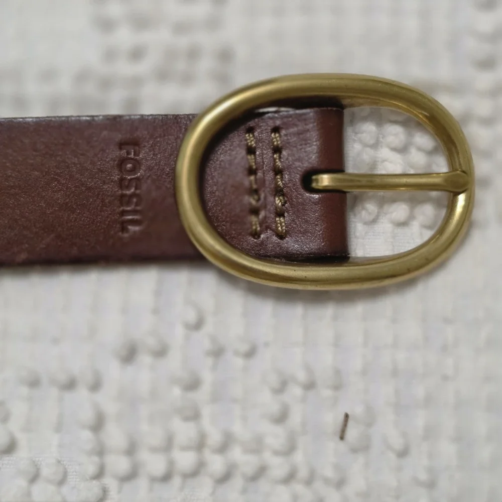Fossil Brown Leather Belt Braid Women's Size Medium New